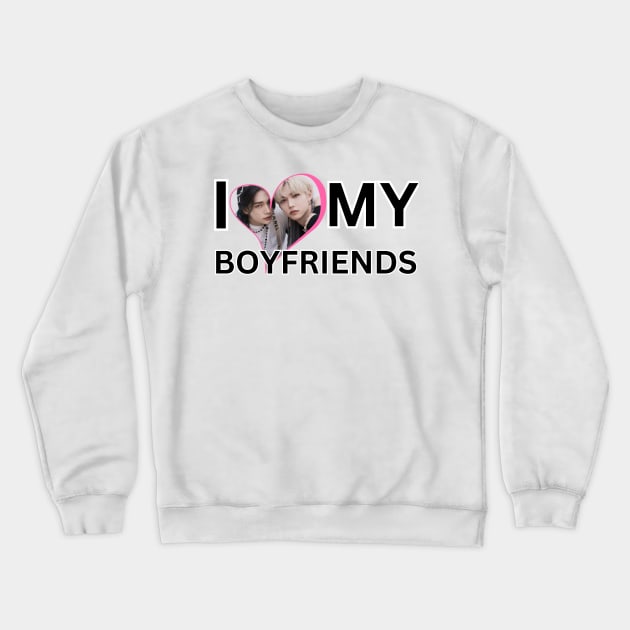 Stray Kids Felix and Hyunjin I Love My Boyfriends Crewneck Sweatshirt by StarBunnyDesigns